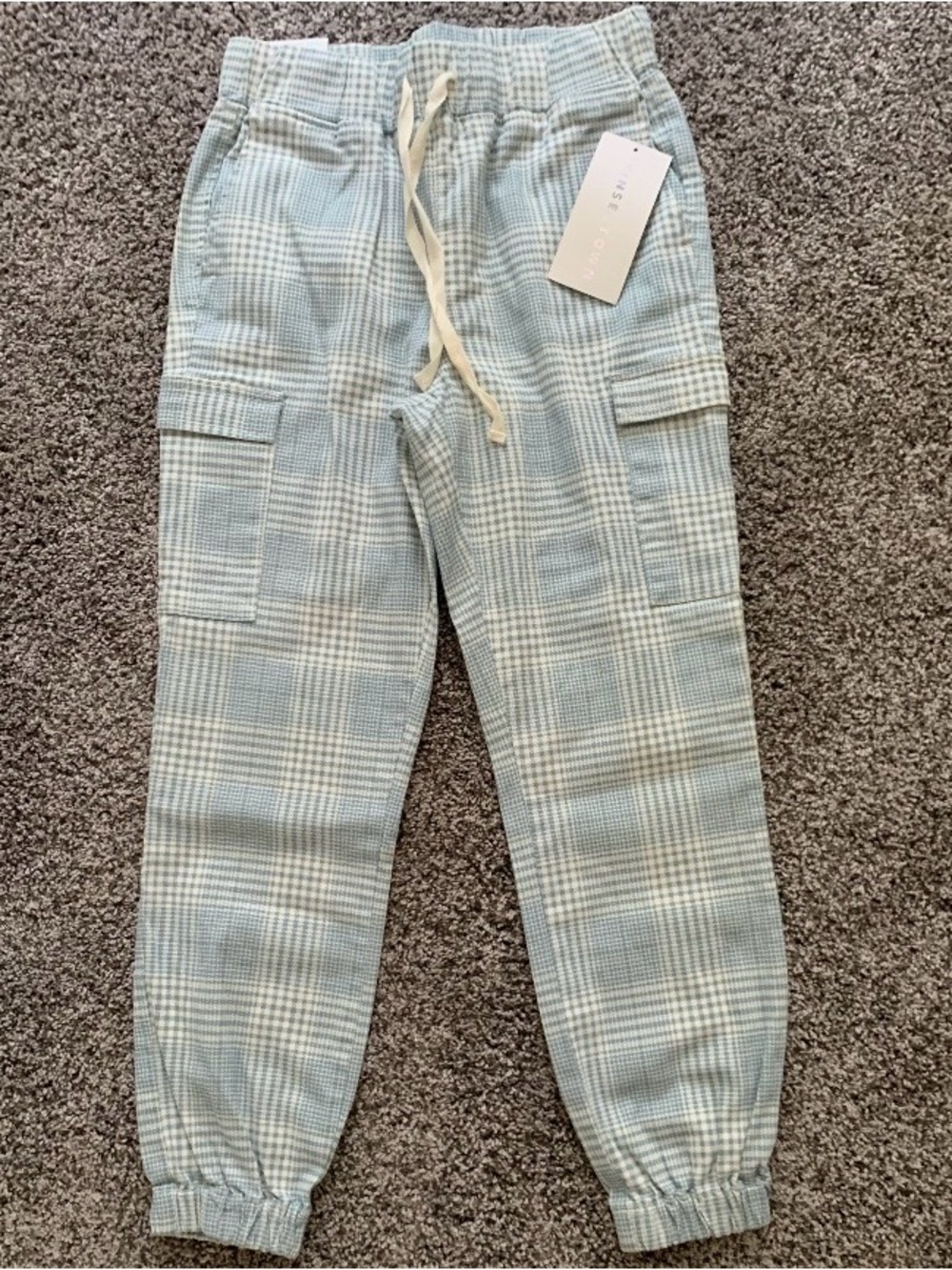Blue Plaid Cargo Joggers